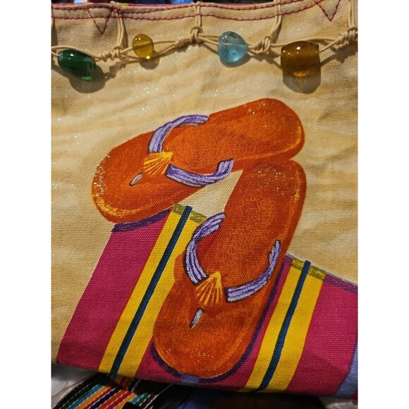 Sun 'N' Sand Coastal Flip Flop Tote Paul Brent 14"x 9"x 3" Women's Bags Handbags - Picture 2 of 15